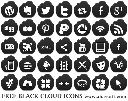 Free Black Cloud Icons Screenshot